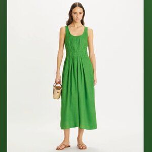 Tory Burch Pleated Midi Dress in Linen